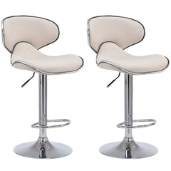 2er Set Barhocker Las Vegas V2 Stoff chrom - creme