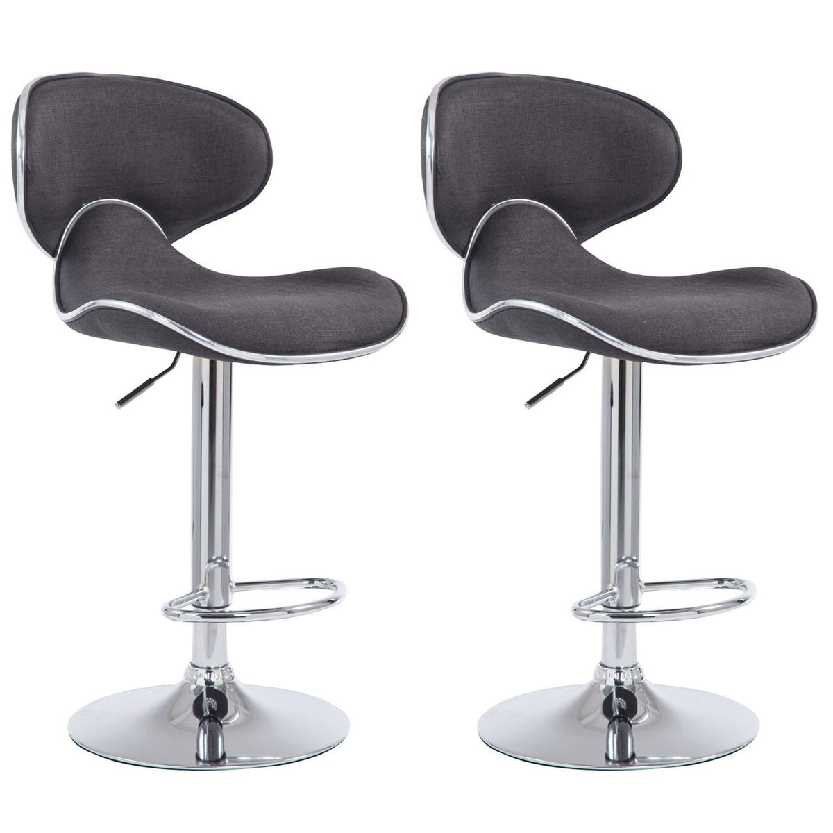 2er Set Barhocker Las Vegas V2 Stoff chrom - dunkelgrau