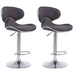 2er Set Barhocker Las Vegas V2 Stoff chrom - dunkelgrau