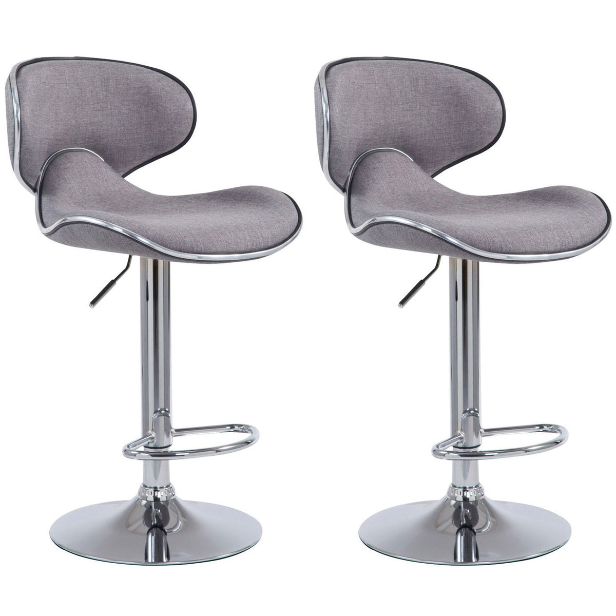 2er Set Barhocker Las Vegas V2 Stoff chrom - hellgrau