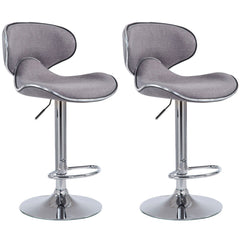 2er Set Barhocker Las Vegas V2 Stoff chrom - hellgrau