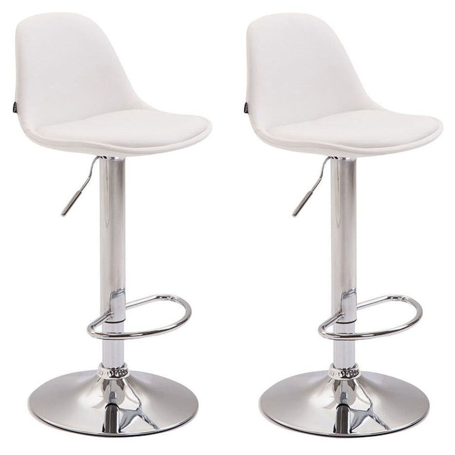 2er Set Barhocker Kiel Vollgepolstert Kunstleder chrom - weiß