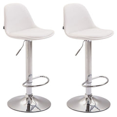 2er Set Barhocker Kiel Vollgepolstert Kunstleder chrom - weiß