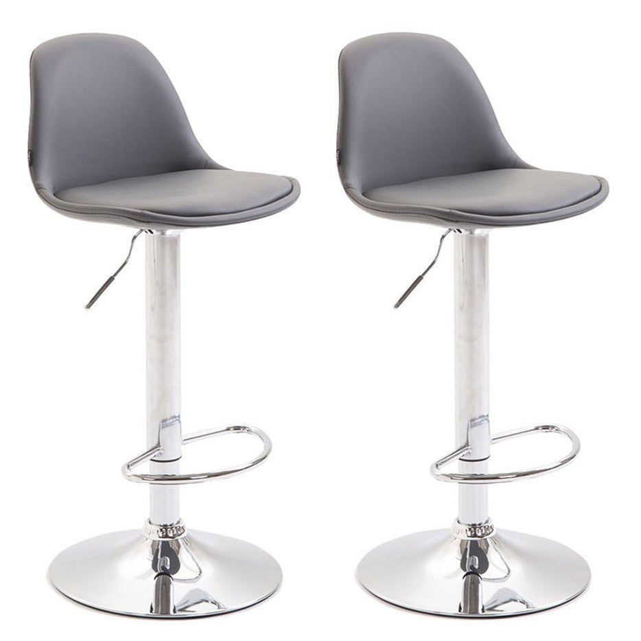 2er Set Barhocker Kiel Vollgepolstert Kunstleder chrom - grau