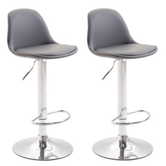 2er Set Barhocker Kiel Vollgepolstert Kunstleder chrom - grau