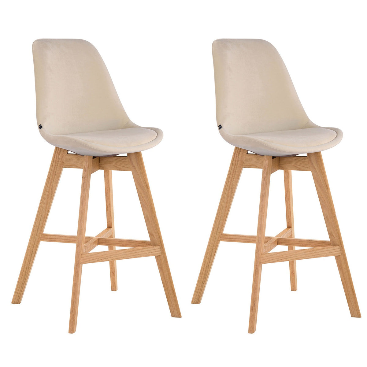 2er Set Barhocker Cannes Samt natura - creme