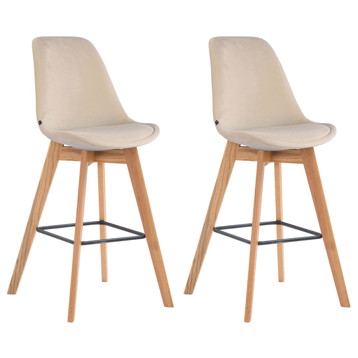 2er Set Barhocker Metz Samt natura - creme