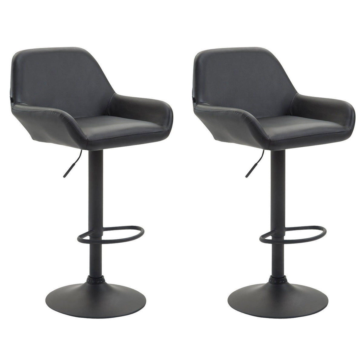 2er Set Barhocker Braga Kunstleder schwarz - schwarz