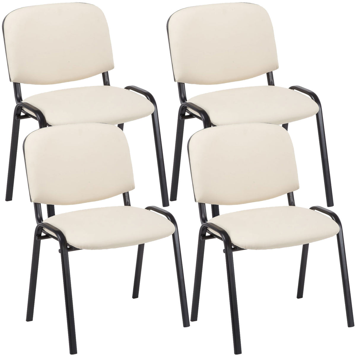 4er Set Besucherstuhl Ken Kunstleder - creme