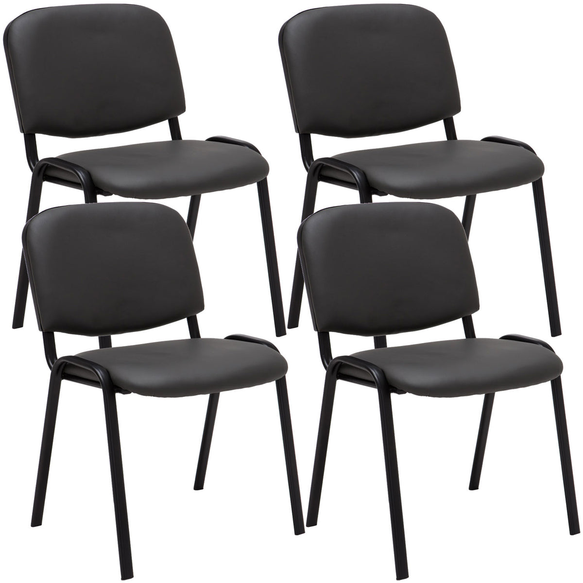 4er Set Besucherstuhl Ken Kunstleder - grau
