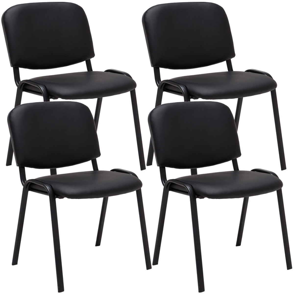 4er Set Besucherstuhl Ken Kunstleder - schwarz