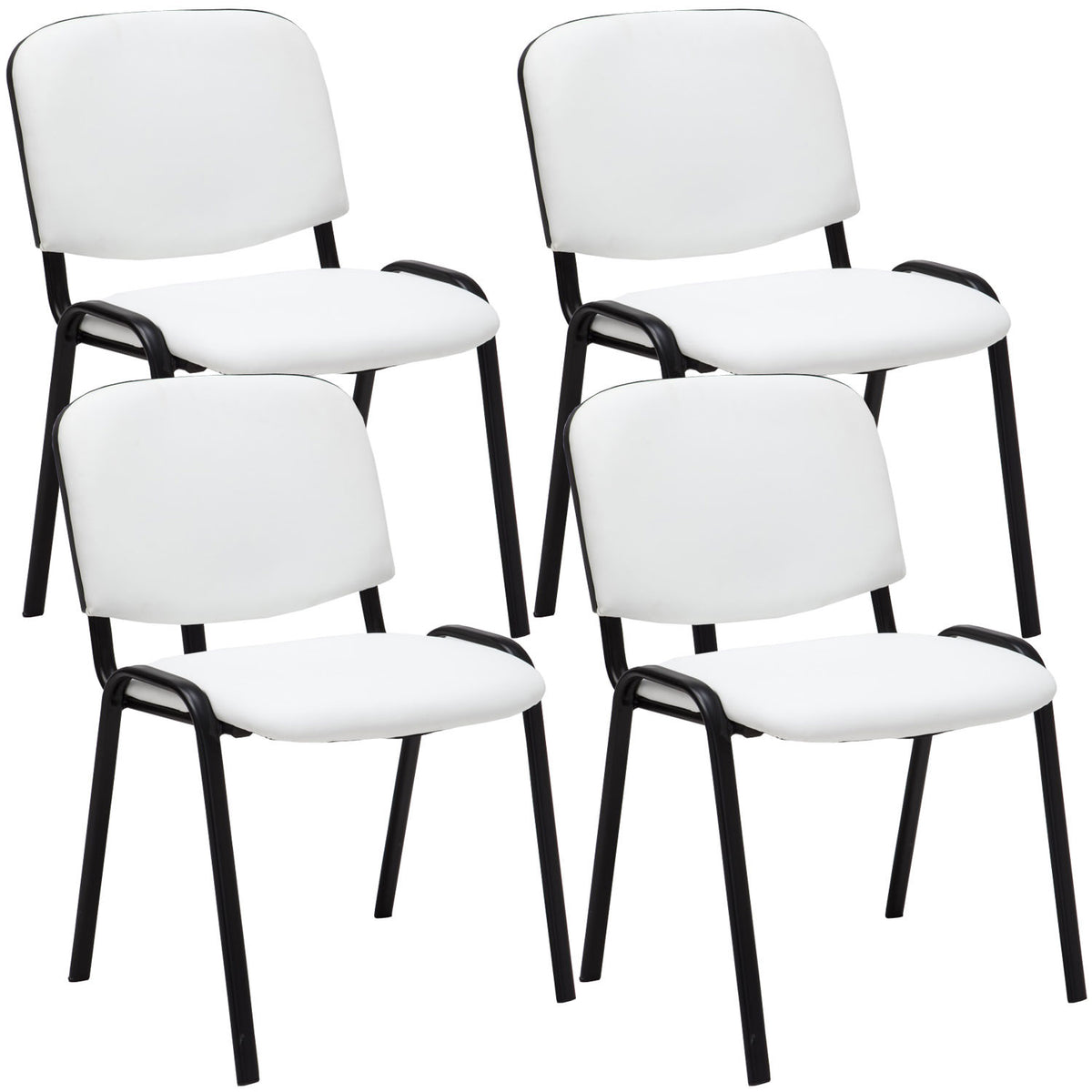 4er Set Besucherstuhl Ken Kunstleder - weiß