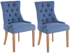 Set di 2 sedie da pranzo Aberdeen in tessuto blu con design Chesterfield e imbottitura trapuntata.