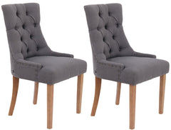 Set di 2 sedie da pranzo Aberdeen in tessuto antik-hell e dunkelgrau, stile Chesterfield con imbottitura e bottoni eleganti.