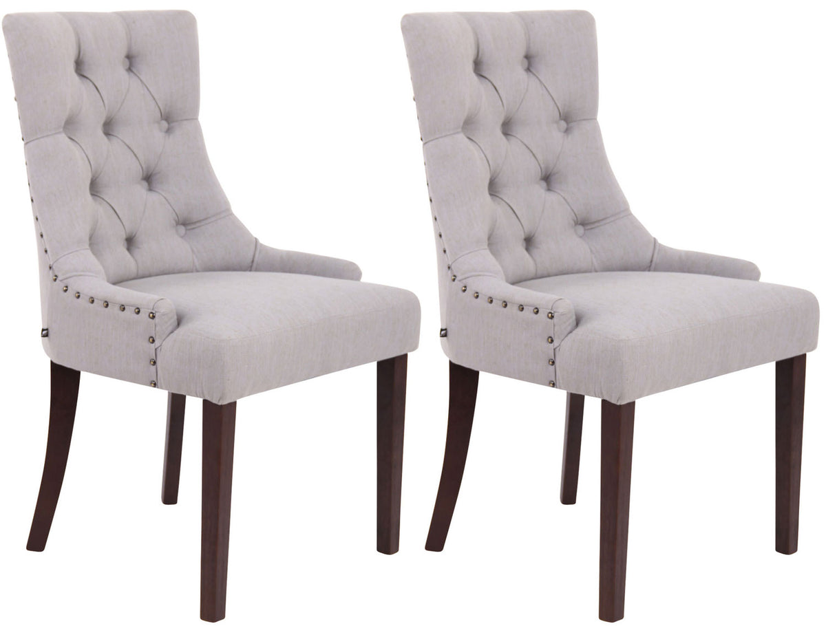 2er Set Esszimmerstuhl Aberdeen Stoff antik - grau