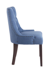 Set di 2 sedie da pranzo Aberdeen in stoffa antica blu, stile Chesterfield con seduta imbottita e bottoni eleganti.