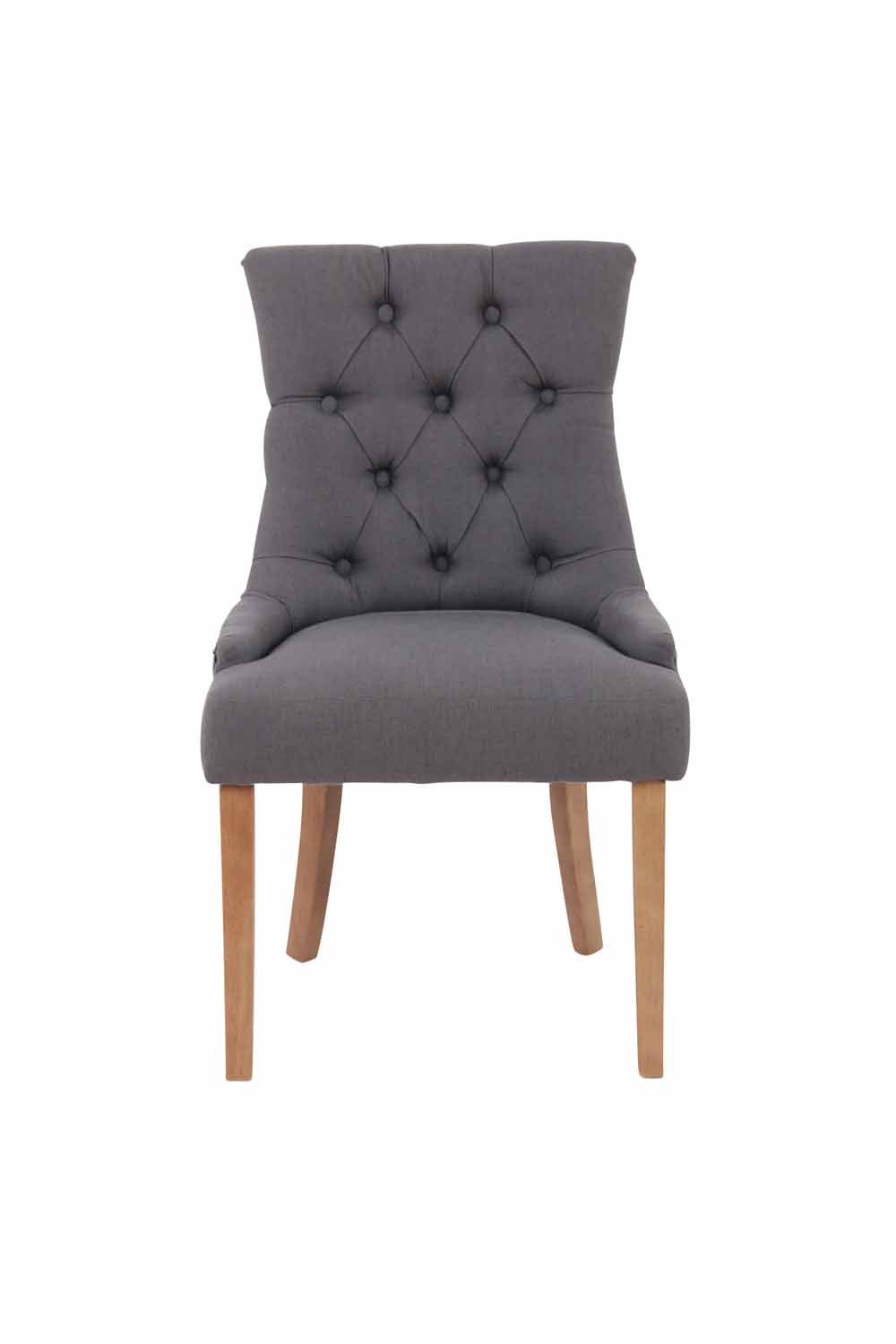 Set di 2 sedie da pranzo Aberdeen in tessuto antik-hell e dunkelgrau, stile Chesterfield con imbottitura e bottoni eleganti.
