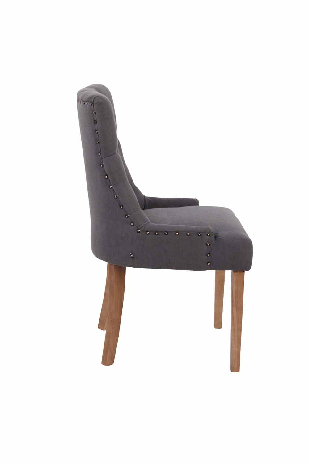 Set di 2 sedie da pranzo Aberdeen in tessuto antik-hell e dunkelgrau, stile Chesterfield con imbottitura e bottoni eleganti.