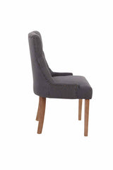 Set di 2 sedie da pranzo Aberdeen in tessuto antik-hell e dunkelgrau, stile Chesterfield con imbottitura e bottoni eleganti.