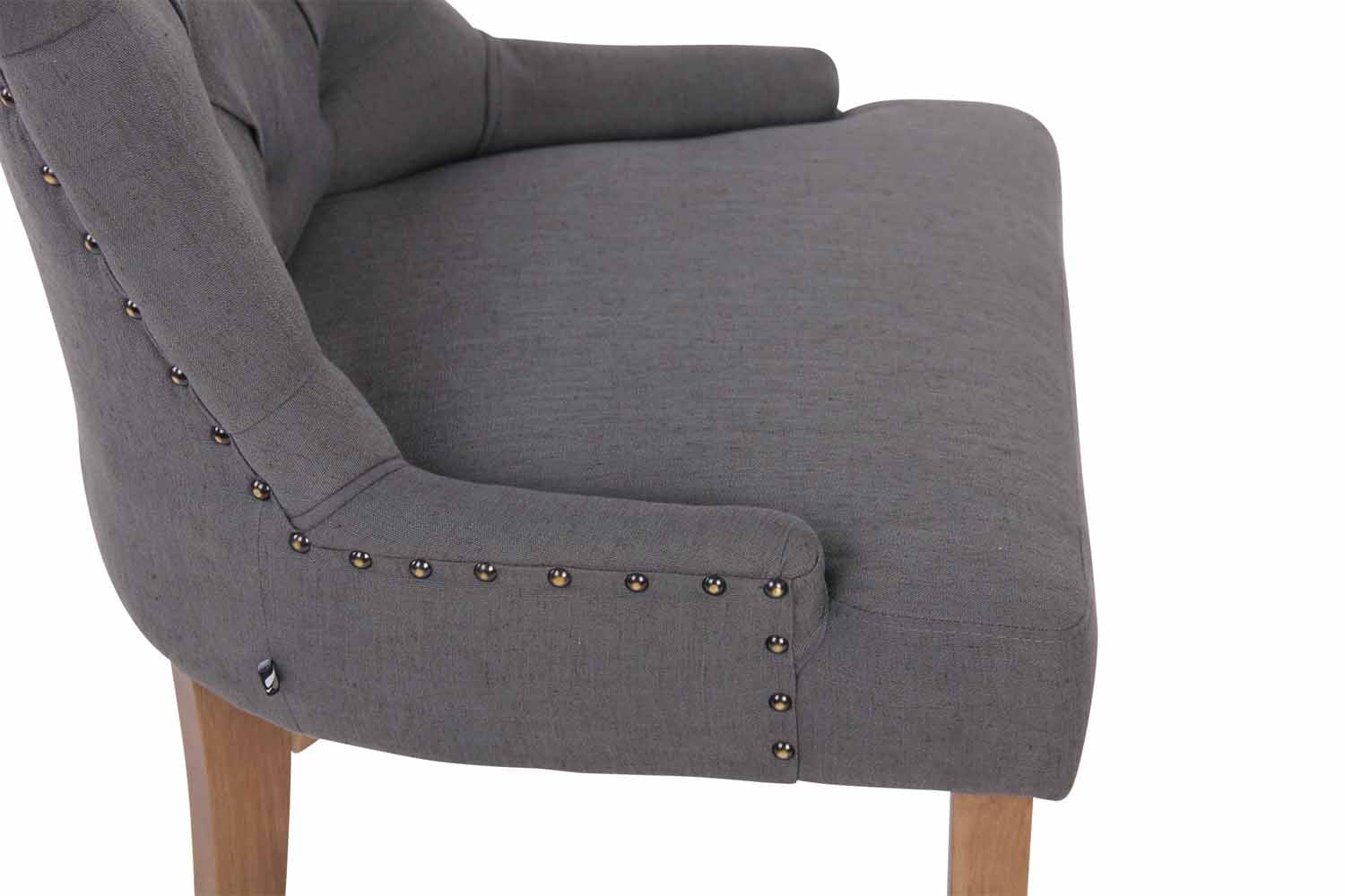 Set di 2 sedie da pranzo Aberdeen in tessuto antik-hell e dunkelgrau, stile Chesterfield con imbottitura e bottoni eleganti.