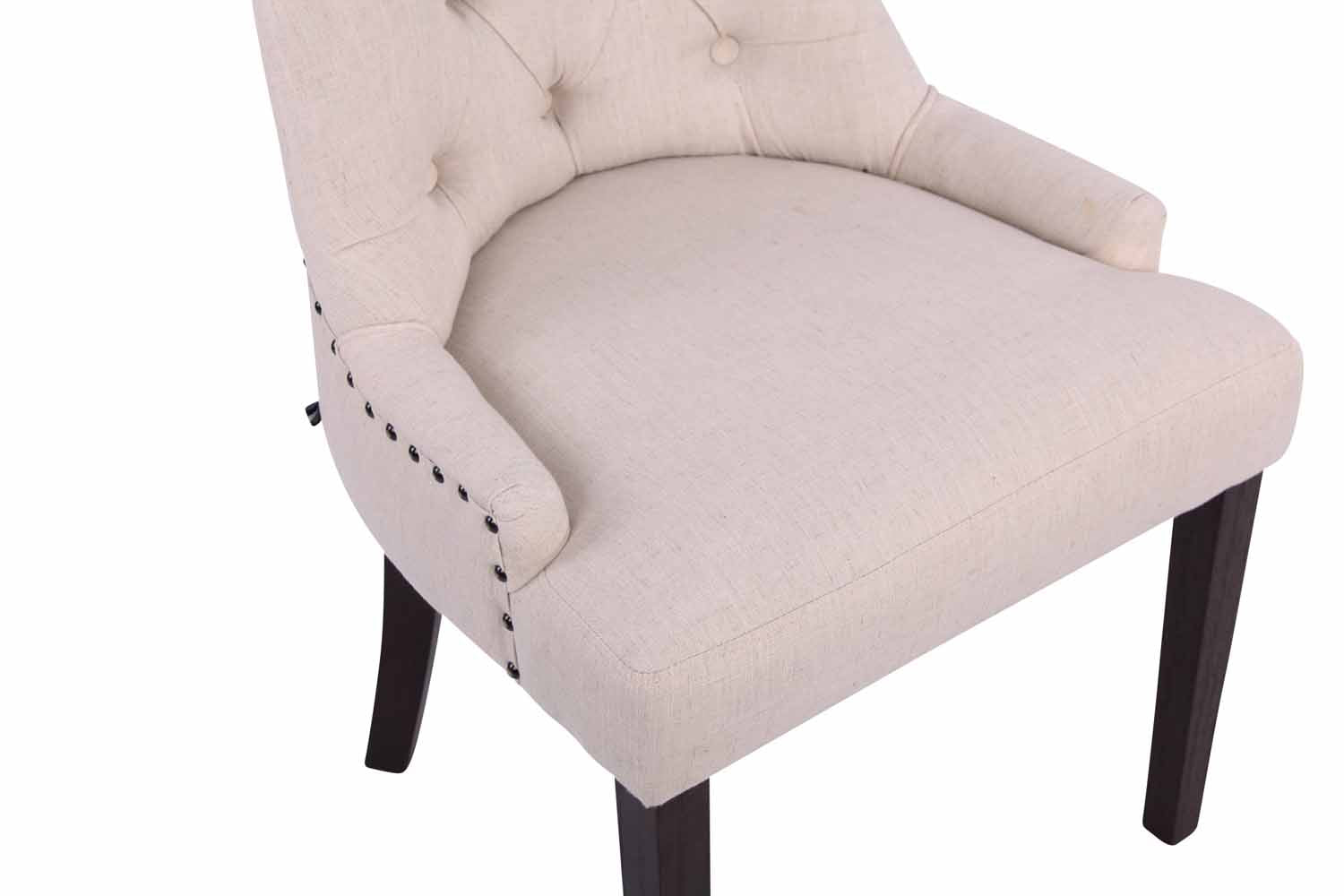 Set di 2 sedie da pranzo Aberdeen in tessuto anticato crema, design Chesterfield con seduta imbottita e bottoni eleganti.
