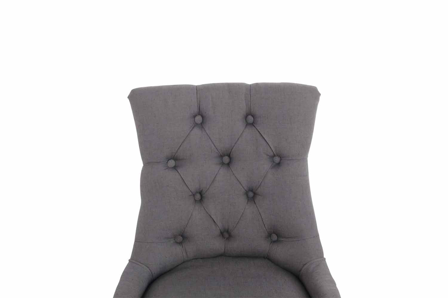 Set di 2 sedie da pranzo Aberdeen in stile Chesterfield, imbottite e trapuntate, colore grigio scuro.