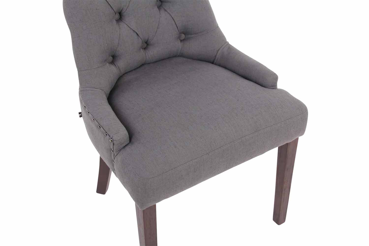 Set di 2 sedie da pranzo Aberdeen in stile Chesterfield, imbottite e trapuntate, colore grigio scuro.