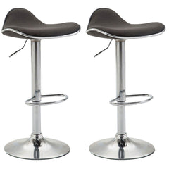 Set di 2 sgabelli Shanghai in tessuto scuro, design moderno, imbottiti e facili da pulire, ideali per cucina o bar.