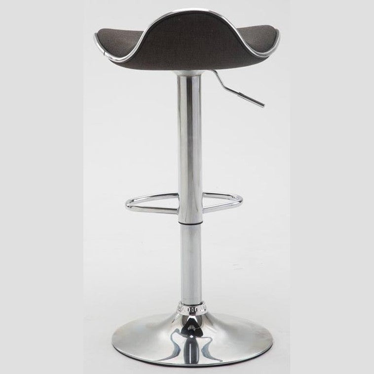 Set di 2 sgabelli Shanghai in tessuto scuro, design moderno, imbottiti e facili da pulire, ideali per cucina o bar.
