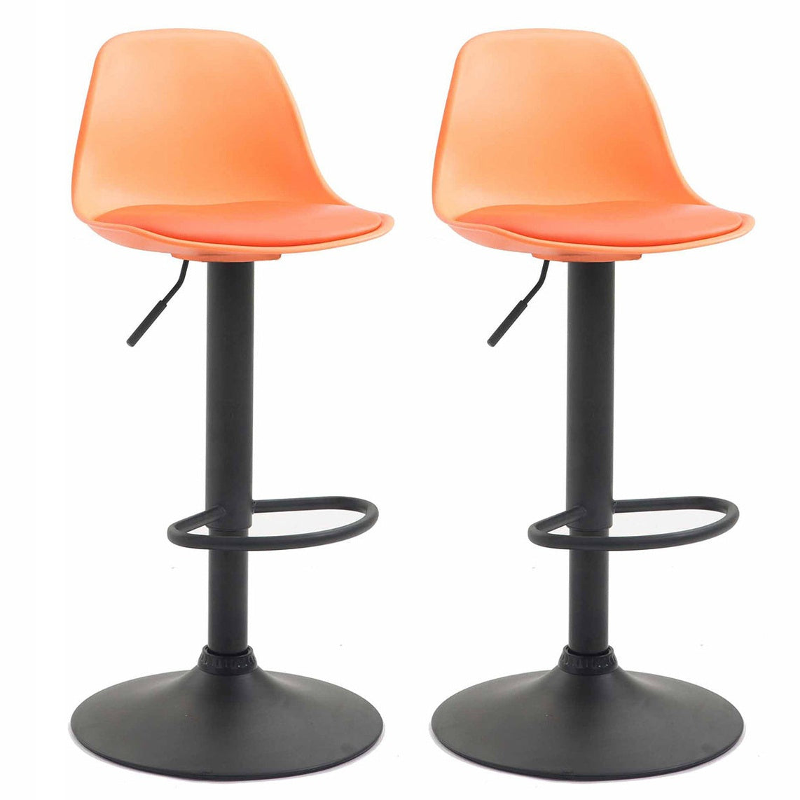 2er Set Barhocker Kiel Kunststoff schwarz - orange