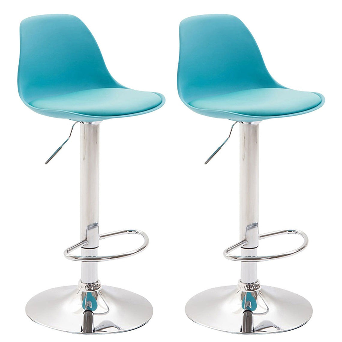 2er Set Barhocker Kiel Kunststoff chrom - blau