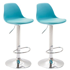 2er Set Barhocker Kiel Kunststoff chrom - blau
