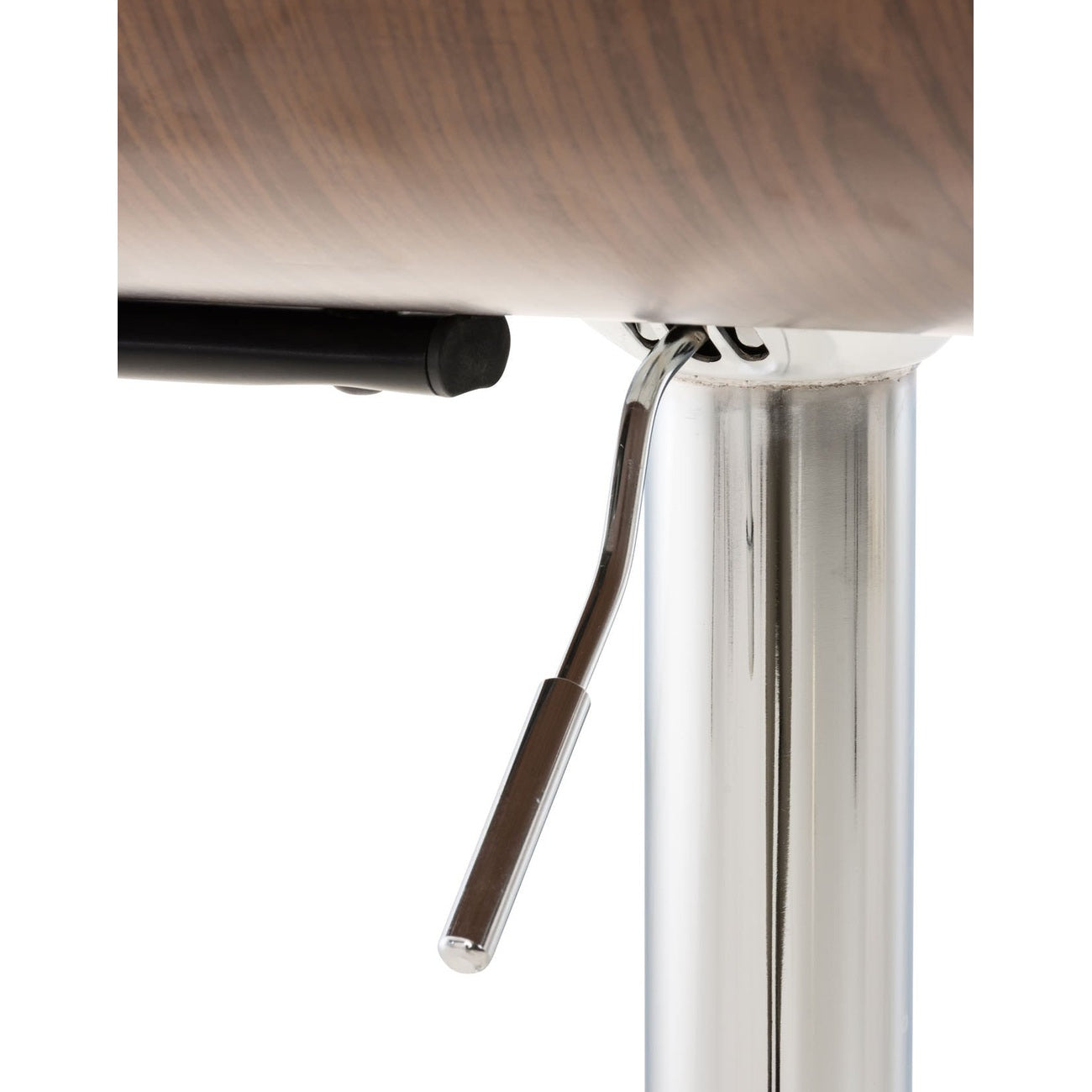 Set di 2 sgabelli da bar Sarnia in legno e similpelle, schienale imbottito, design elegante in walnuss e nero.