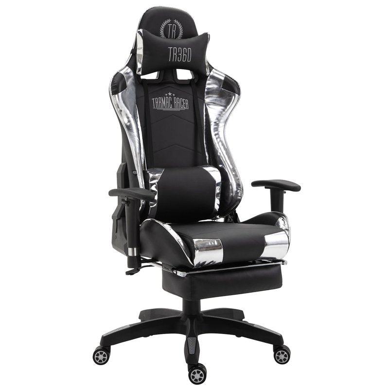 Racing Bürostuhl Turbo mit Fußablage glanz - schwarz/weiß