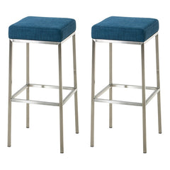 2er Set Barhocker Montreal 80 Stoff edelstahl - blau