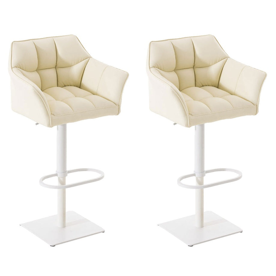 2er Set Barhocker Damaso Kunstleder weiß - creme
