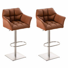 2er Set Barhocker Damaso Kunstleder edelstahl - hellbraun