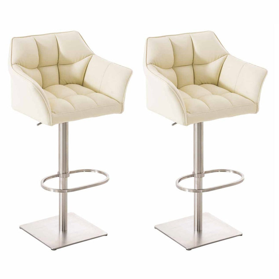 2er Set Barhocker Damaso Kunstleder edelstahl - creme