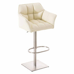 2er Set Barhocker Damaso Kunstleder edelstahl - creme