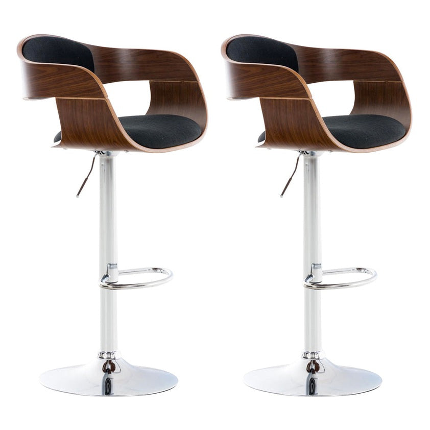 2er Set Barhocker Kingston C Stoff - walnuss/schwarz by Dropshipping-Europe – Barhocker