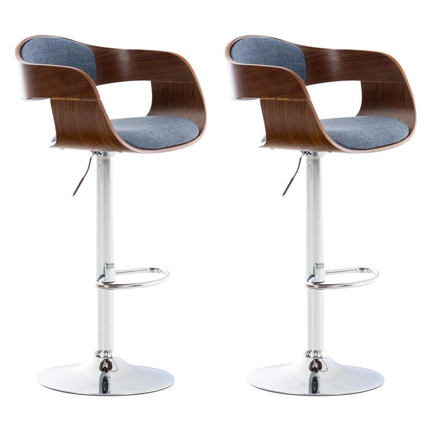 2er Set Barhocker Kingston C Stoff - walnuss/blau by Dropshipping-Europe – Barhocker