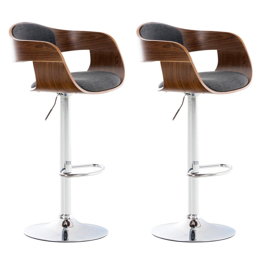 2er Set Barhocker Kingston C Stoff - walnuss/dunkelgrau by Dropshipping-Europe – Barhocker