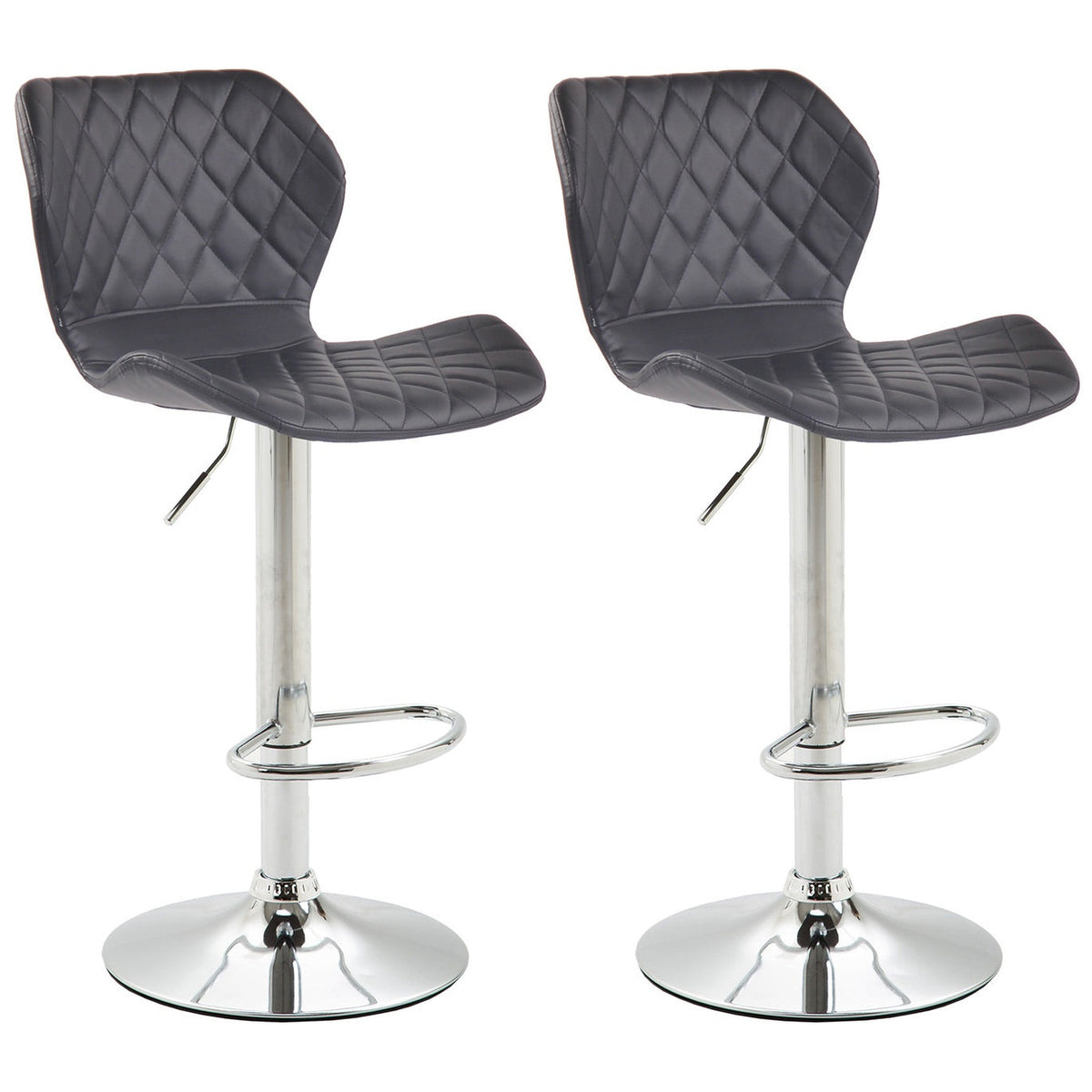 2er Set Barhocker Cork Kunstleder chrom - schwarz