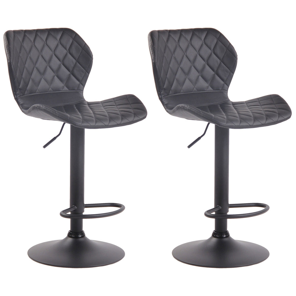 2er Set Barhocker Cork Kunstleder schwarz - schwarz