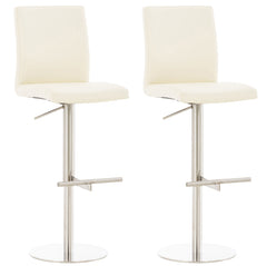 2er Set Barhocker Cadiz Kunstleder edelstahl - creme