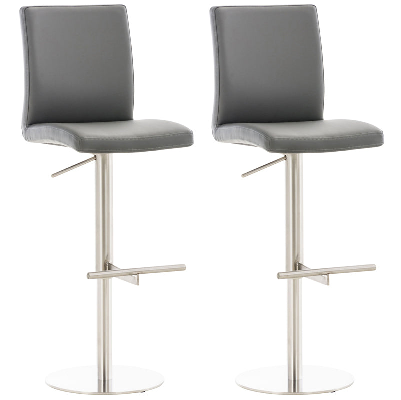 2er Set Barhocker Cadiz Kunstleder edelstahl - grau