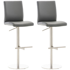 2er Set Barhocker Cadiz Kunstleder edelstahl - grau