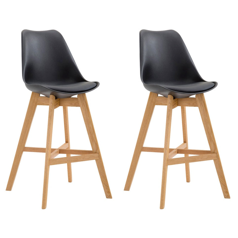 2er Set Barhocker Cannes Kunststoff natura - schwarz