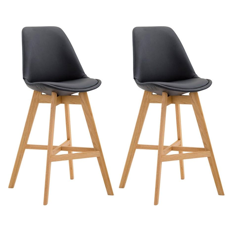 2er Set Barhocker Cannes Kunstleder Natura - schwarz