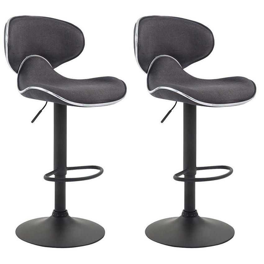 2er Set Barhocker Las Vegas V2 Stoff schwarz - dunkelgrau